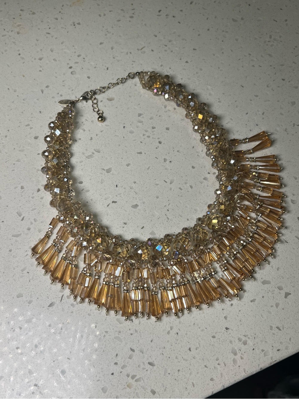 Natasha Couture Champagne Crystal Statement Necklace Collar OS - Picture 4 of 7